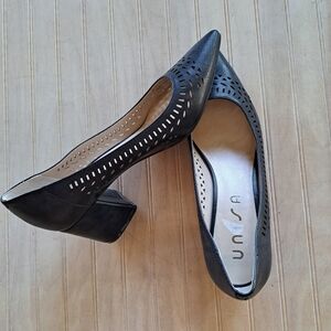 Unisa Unwoka Classy Women's Cutout Pointy Toe Block Heel Pumps Perforated
